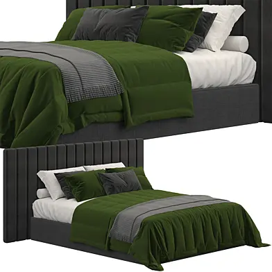 Striped headboard bed