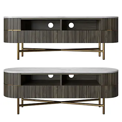 Piano Mango Wood and Marble Wide TV Stand