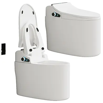 Modern Smart One-Piece Floor Mounted Elongated Toilet and Bidet with Seat