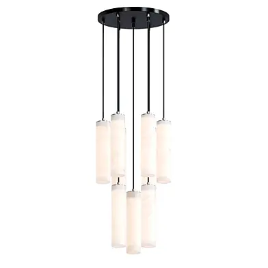 A range of designer lamps with a marble shade on a suspension