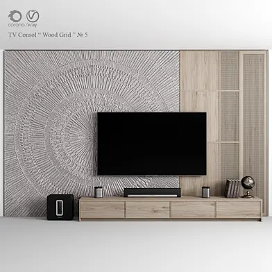 TV Consol " Wood Grid "