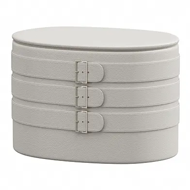 Storage oval leather pouf design by Paola Zani