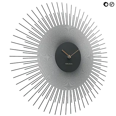 Karlsson Large Peony Wall Clock Golden and Black