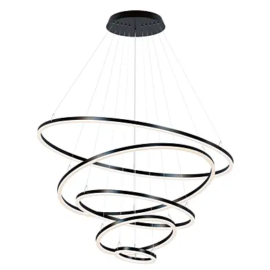 Black Modern Chandelier Light Light Santurn II LED Collection Pendant Light Cord Adjustable Brushed Aluminum Round Lighted Chandelier