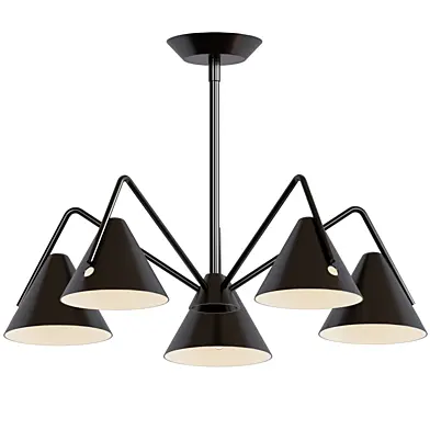 Zag Wide Matte Black Textured Light LED Chandelier