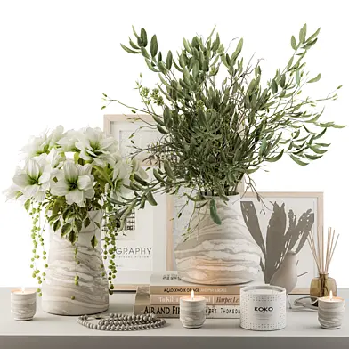 Green Branch Decorative Set with Bouquet - Set 87