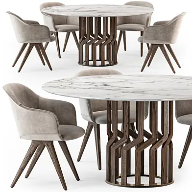 Potocco Intreccio table Lyz wood armchair