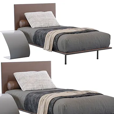 Leather Thin Single Bed By Bonaldo