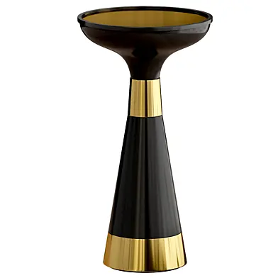 Roxanne 13" Wide Black and Gold Metal Round Side Table