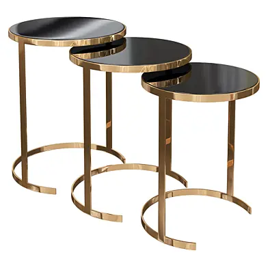Metallic Gold And Black Nesting Accent Tables-Set Of 3