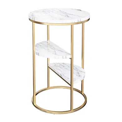 3-Tiered Gold End Table with Shelf Marble Top & Metal Frame Side Table