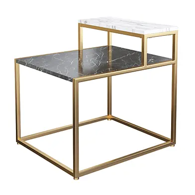 2 Tier End Side Table with Metal Frame and Storage Shelf for Living Room