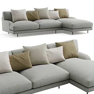 Gubi Flaneur Sofa with Chaise Longue