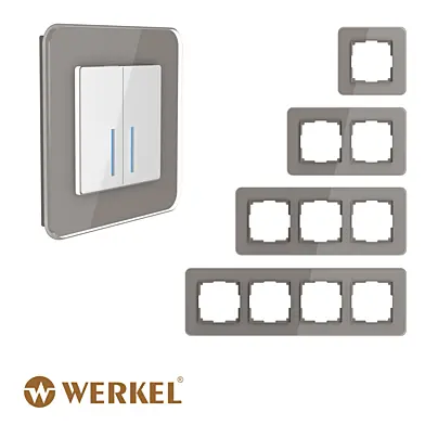 ОМ Стеклянные рамки для розеток и выключателей Elite Smoke Werkel