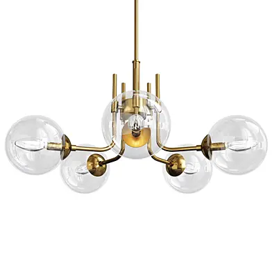Motini modern sputnik 5 light pendant with glass