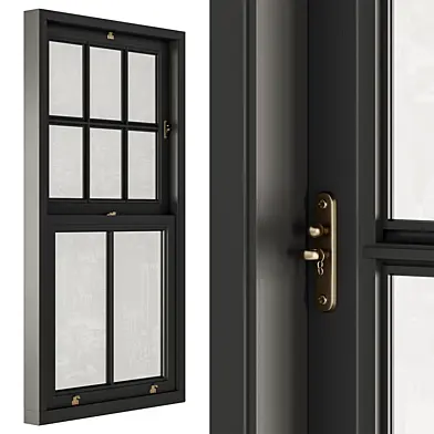 Black and Gold Double Hung Window - Windows Set 11