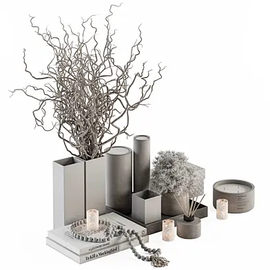 White and Beige Decorative Set with Bouquet - Set 117