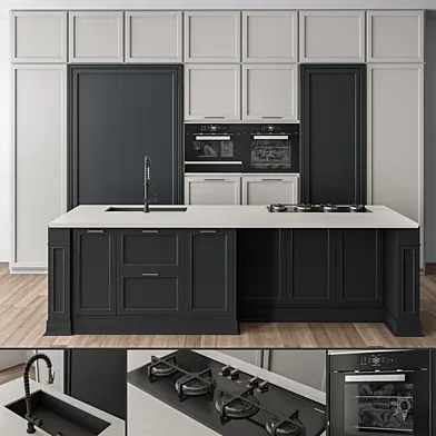 Kitchen NeoClassic - Navy Blue and White Set 64