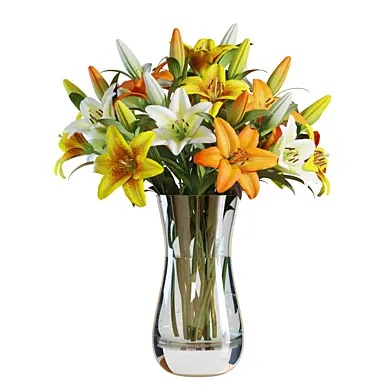 Flower Set 16 / Multicolor Lilies Bouquet
