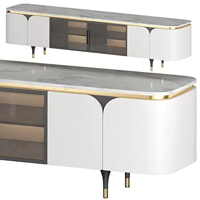 Moulton White Stone Flower Shape TV Stand