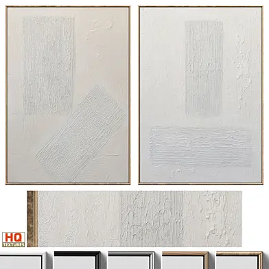 Mid-Century Beige and Grey Plaster Wall Art C-548