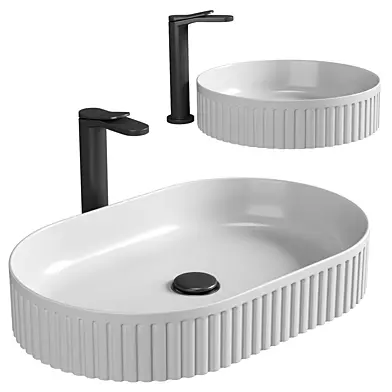 ADP Pill Fluted Ceramic Above Counter Basin