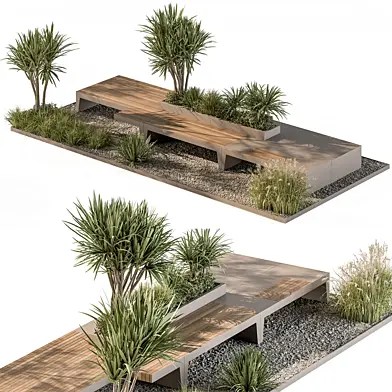 Urban Furniture Bench with Plants Set 42