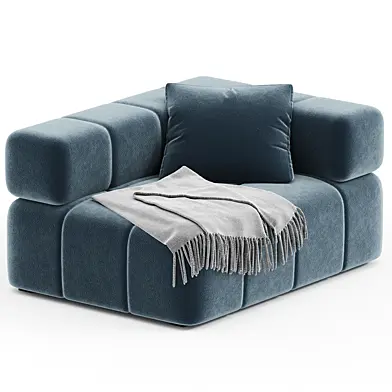 Modular Sofa Settee in Velvet Blue Marine 02