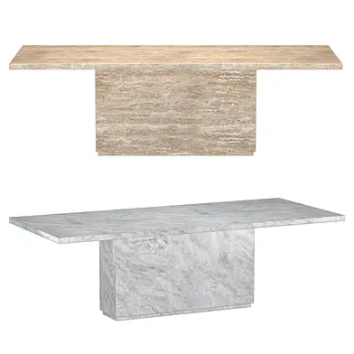 ITALIAN TRAVERTINE PLINTH RECTANGULAR DINING TABLE