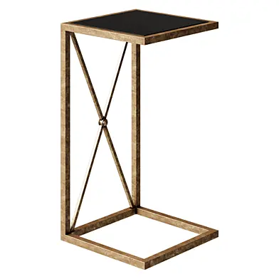 Журнальный столик   Zafina Gold Side Table With Black Tempered Glass Top   журнальный стол
