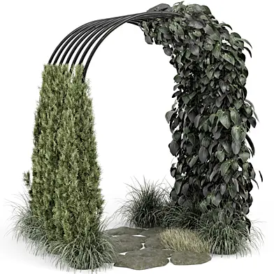 Outdoor Hanging Plants on Pergola - Garden Set 1054