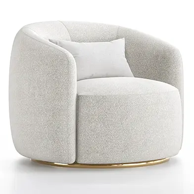 Boucle Upholstered Swivel Armchair