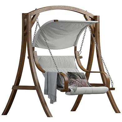 Wooden Garden Swing Light Wood and White APRILIA