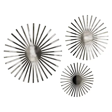 Настенное панно Зеркала лучи            Stainless Steel Contemporary Abstract Wall Decor - Set Of 3                Настенный Декор