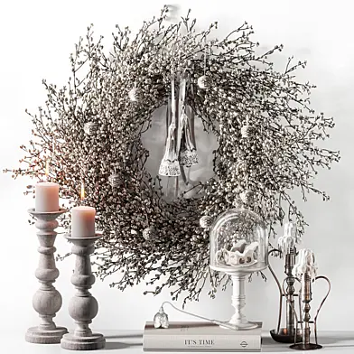 Decor set with Christmas willow wreath 062