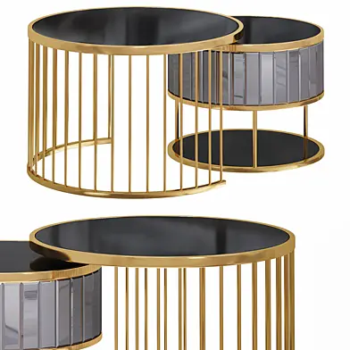 Modern round gold black nesting coffee table by laskasas