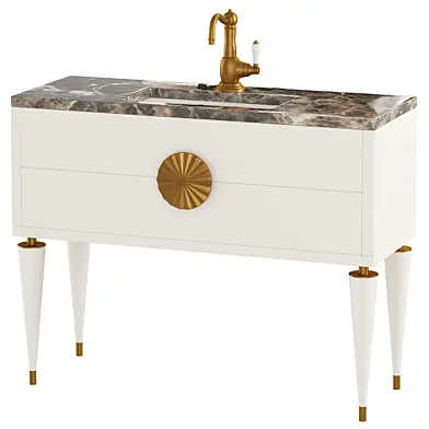 Novecento 07 Size 48 Inch Color Polish White Top Marble Emperator Brown