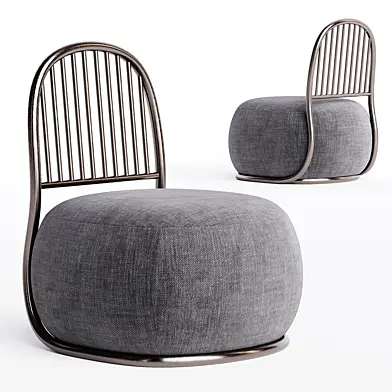 Pair of Contemporary Ivory Upholstered Lounge Chairs, Circe by Ini Archibong