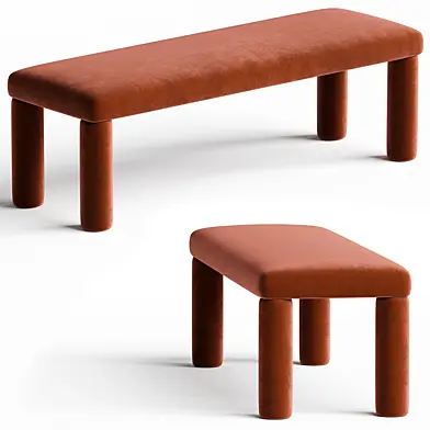 Temi Stool in Teja by Sun at Six, Minimalist Velvet Stool