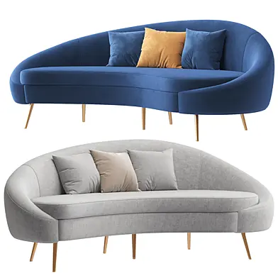 Modern 83 Blue Velvet Curved