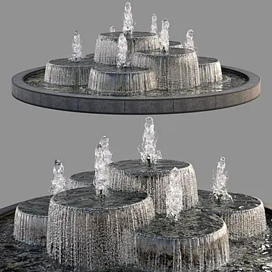 Circular Pond with Fountains