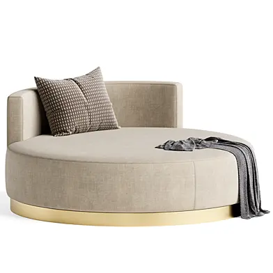 Upholstered round chaise lounge with custom fabric by Laskasas