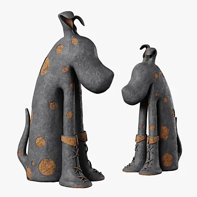Sculpture in Clay Spotted Dog