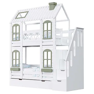 Childrens bunk bed house Torah solid Beech 02