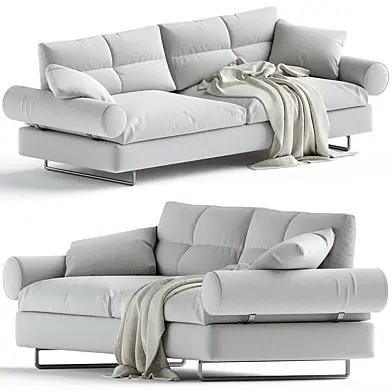 Limes New Sofa in Avant Après Upholstery and Armrest with Roll by Sergio Bicego