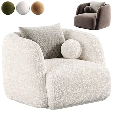 Troy Fabric Armchair Ivory White Boucle