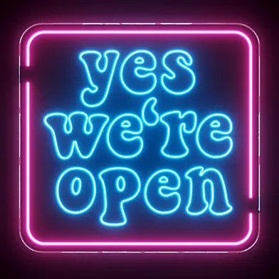 Yes We're Open Neon Sign