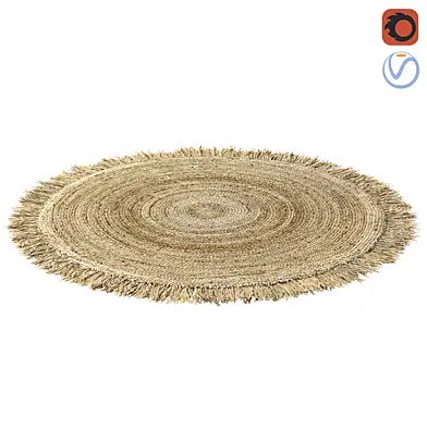 Hand Woven Rafia Jute Braided Rug Round Natural