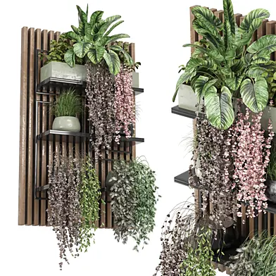 indoor plants in metal shelf_set 980