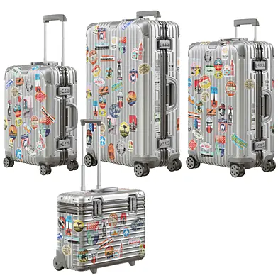 Rimowa Aluminium Luggage with Stickers PBR 4k